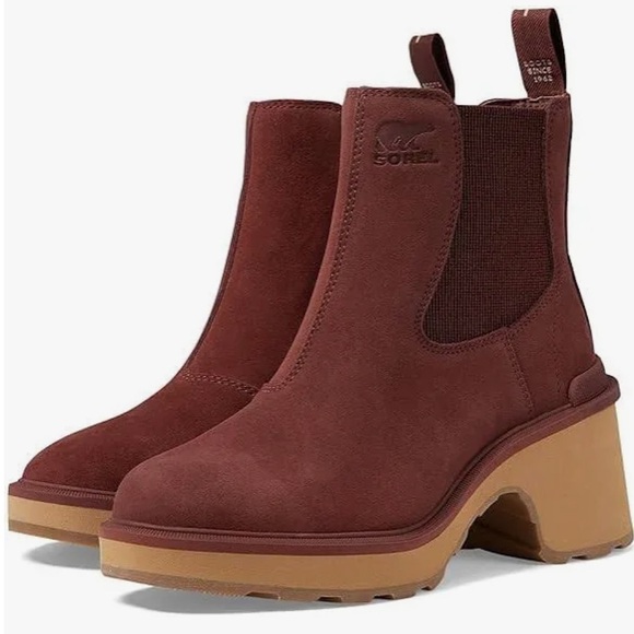 NIB Sorel Hi-Line Heel Chelsea Waterproof Boots - Spice/Tawny Buff Size 8 - Picture 1 of 13